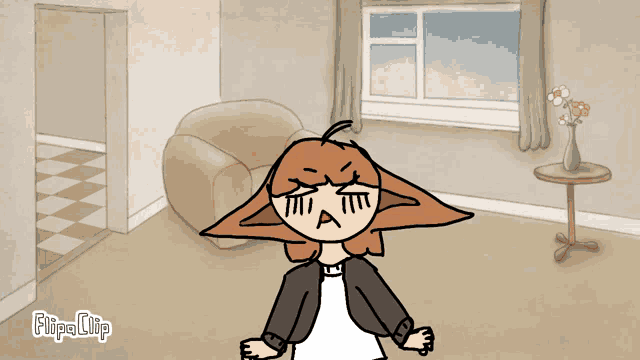 a cartoon drawing of a person with the word flipa clip below it