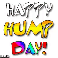 a happy hump day greeting card with colorful letters