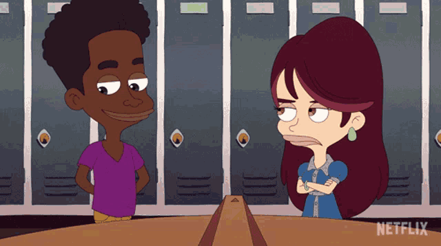 a cartoon of a boy and a girl with netflix written on the bottom right