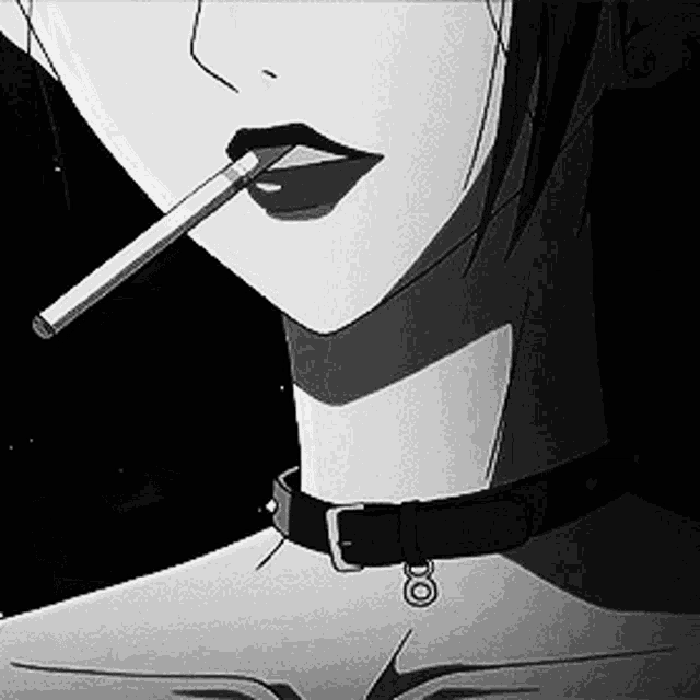 a woman is smoking a cigarette in a black and white cartoon .
