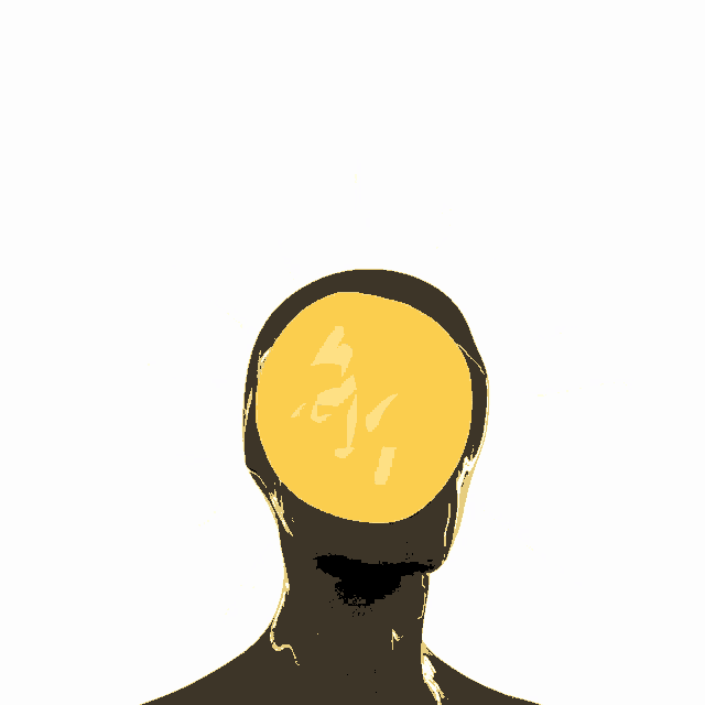 a drawing of a head with a yellow circle with the word gra on it