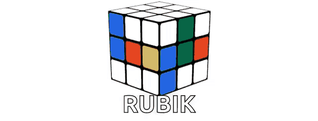 a picture of a rubik cube with the word rubik below it