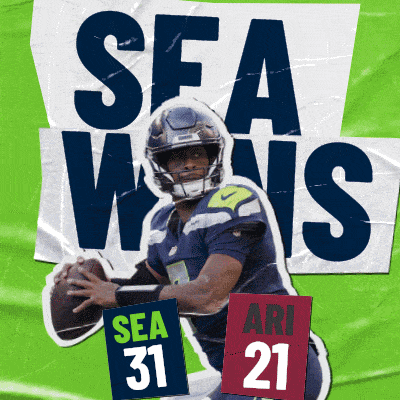 an advertisement for the seahawks shows a football player
