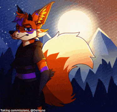 a drawing of a fox with the words taking commissions on the bottom