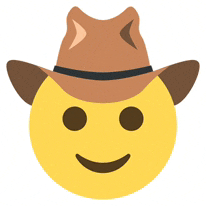 a yellow smiley face wearing a cowboy hat