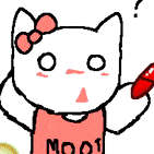 a cartoon of a cat with a bow on its head