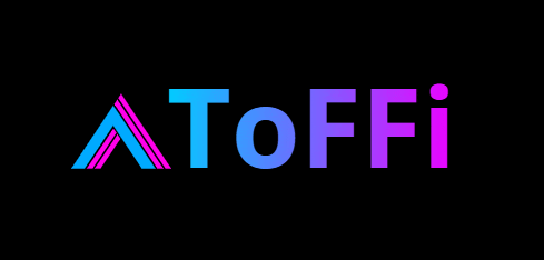 a logo for a company called atoffi with a black background