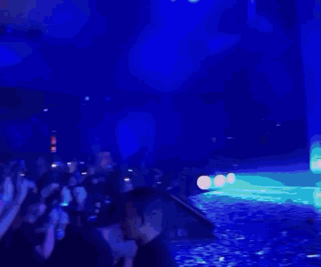 a crowd of people at a concert with a man wearing a shirt that says ' i love ny '