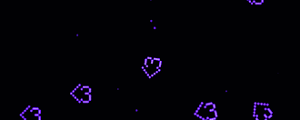a black background with purple hearts and numbers 3 and 5