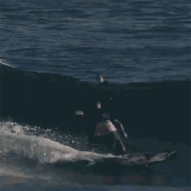 a man riding a wave on a surfboard