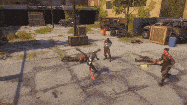 a video game scene with a man holding a sword
