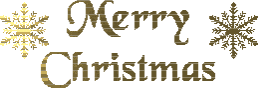 a merry christmas sign with gold snowflakes on it