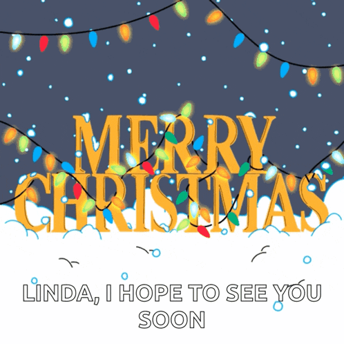 a sign that says merry christmas linda i hope to see you soon in the snow