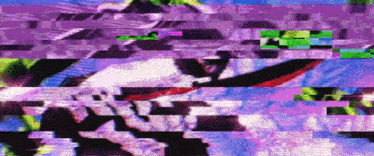 a purple and blue striped background with a panda on it