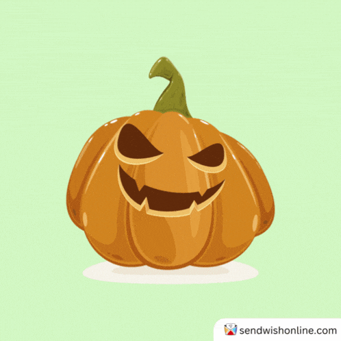 a cartoon illustration of a pumpkin with a scary face on it