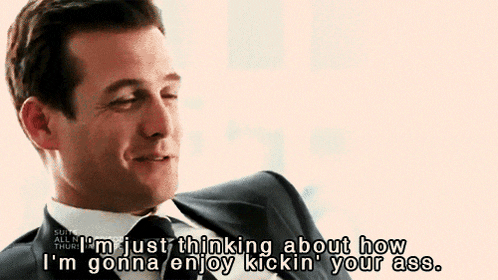 a man in a suit and tie is saying i 'm just thinking about how i 'm gonna enjoy kickin your ass
