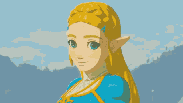 a video game character with a surprised expression on her face