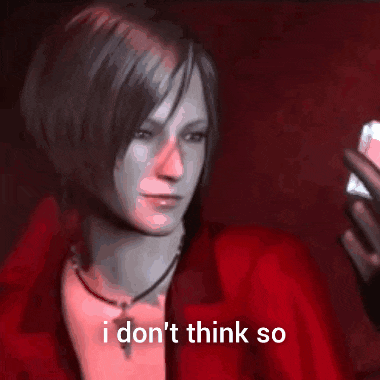 a woman in a red jacket is holding a cell phone and says " i don 't think so "
