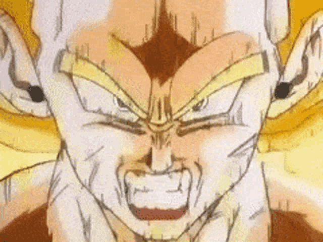 a close up of a cartoon character 's face with a very angry expression