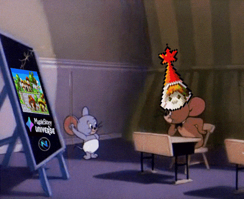 a cartoon scene with a sign that says " magicstory universe "