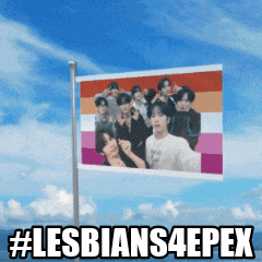 a flag with a picture of a group of people and the words # lesbians4epex