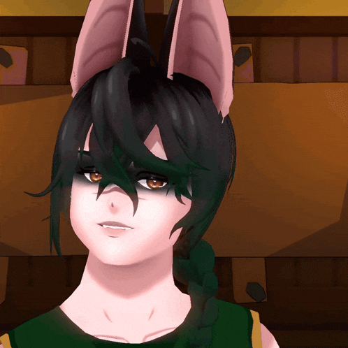 a cartoon character with bunny ears and a braid