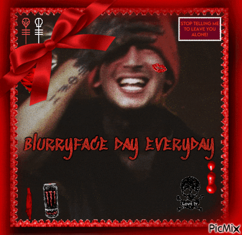 a picture of a man with the words blurry face day everyday on it