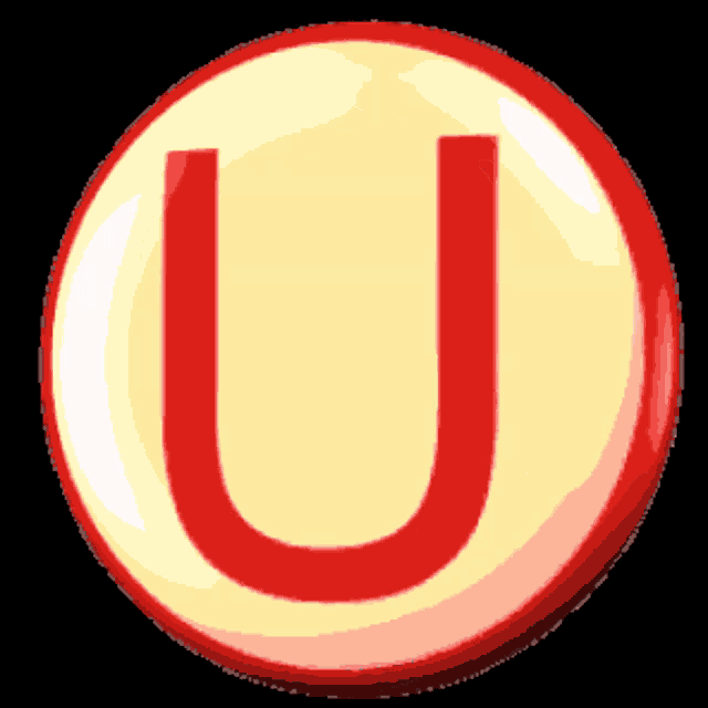 a red letter u is inside of a yellow circle
