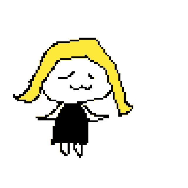 a pixel art drawing of a girl with a yellow ponytail