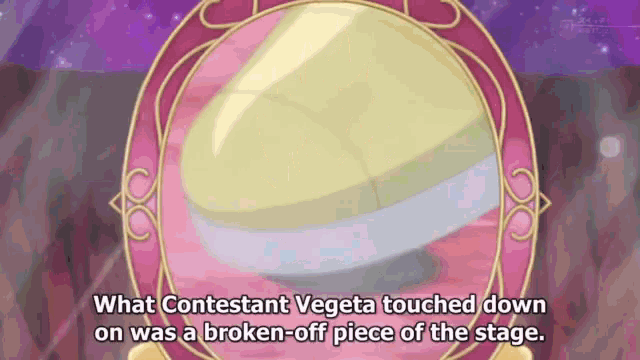 what contestant vegeta touched down on was a broken off piece of the stage ..