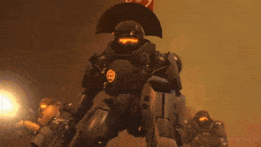 a robot wearing a red hat has the number 50 on its chest