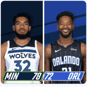 two basketball players one from the wolves and the other from orlando