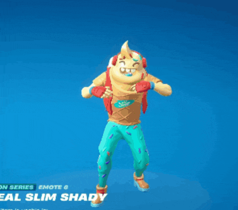 a cartoon character named cereal slim shady is dancing