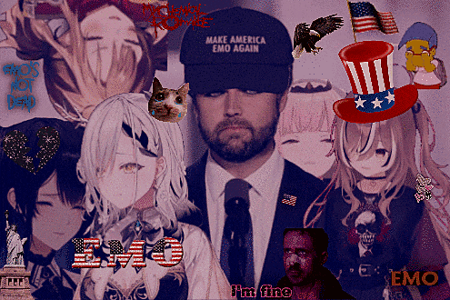 a man in a make america emo again hat