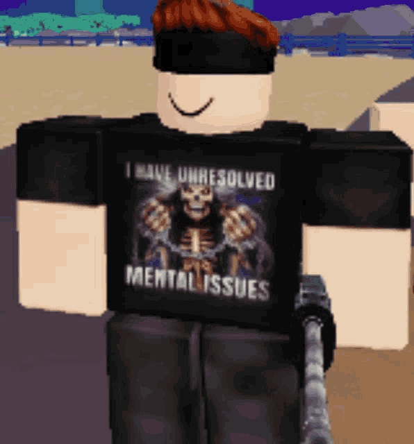 a cartoon character with a shirt that says i have unresolved mental issues