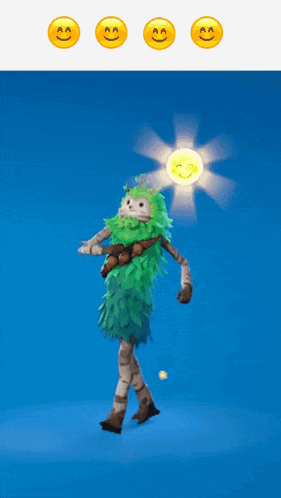 a cartoon character with a beard is dancing in front of a sun and flowers