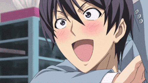 a close up of a anime character with his eyes closed