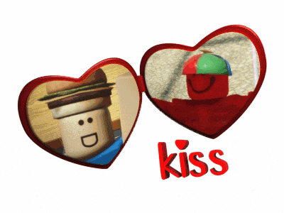 two hearts with a picture of a man and the word kiss on the bottom