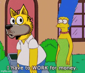 a cartoon of homer simpson and marge simpson talking about work