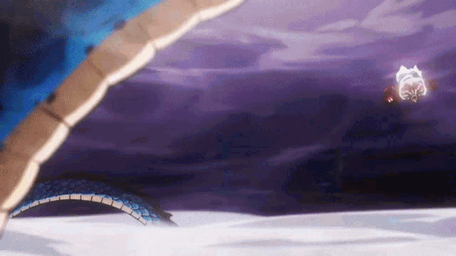a person is flying through the air in a purple and blue background .