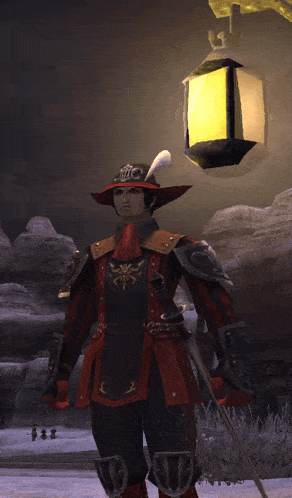 a man in a red and black outfit holds a torch