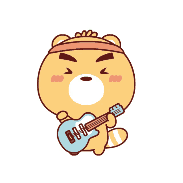 a cartoon of a bear playing a guitar