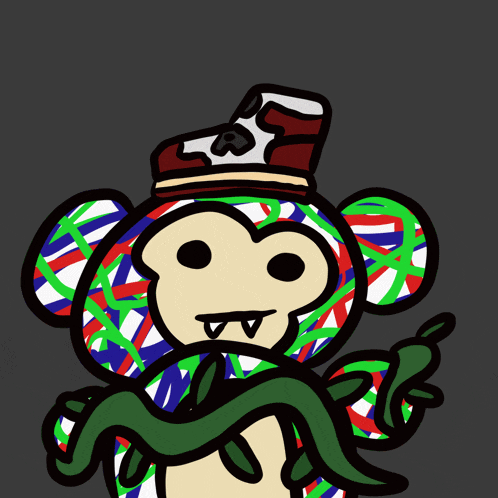 a cartoon of a monkey with a shoe on his head