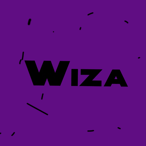 a purple background with the word wiza in black