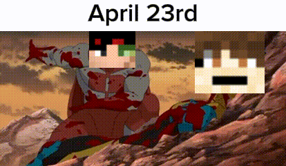 a cartoon of a man sitting on a rock with the date april 23rd on the bottom