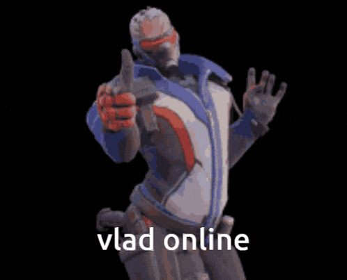 a video game character giving the middle finger with the words vlad online written below him