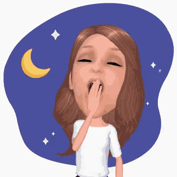 a cartoon girl is yawning with her hand on her mouth