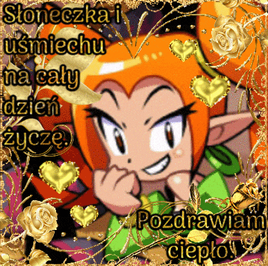 a picture of a cartoon character with the words słonecznka i uśmiechu