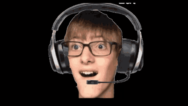 a person wearing headphones with their mouth open