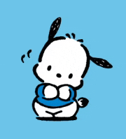 a cartoon drawing of a dog with a blue shirt on